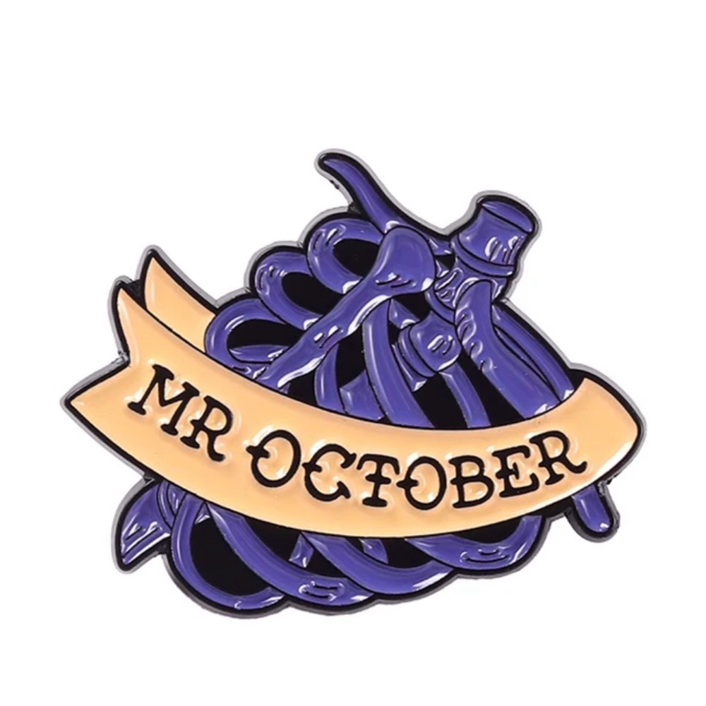 Mr October Halloween Gothic Purple Skeleton Enamel Pin